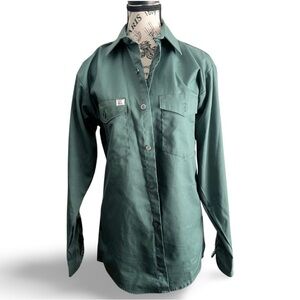 🇨🇦 90s Big Bill Green Work Shirt Button-Up Size Small Men Medium Women